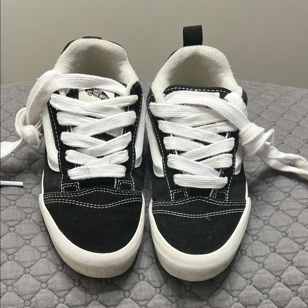 Knu Skool Kids Black and White Vans